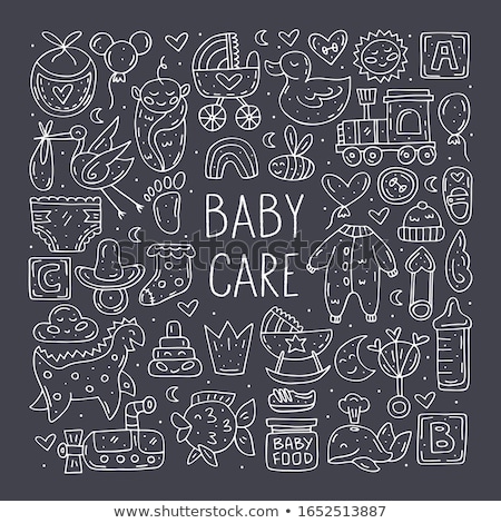 Stock foto: Baby Care Cute Hand Drawn Doodle Vector Clip Art