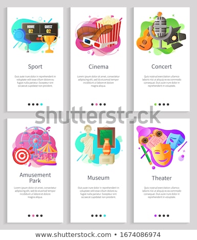 Foto stock: Museum And Sport Cinema And Concert Vector Set