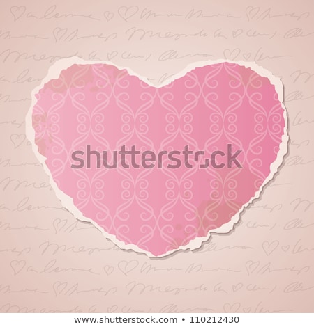 Stock fotó: Old Grunge Paper Frame With Heart On The Ancient Background