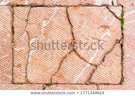 Foto stock: Crackled Red Pavement Sidewalk