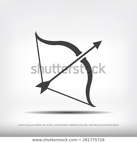 Foto stock: Vector Simple Icons Of Bow And Arrow