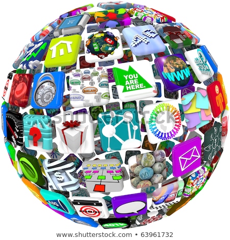 Zdjęcia stock: App Icons In A Sphere Pattern