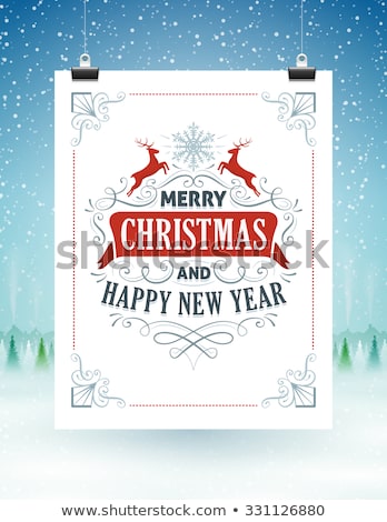 Vector Retro Snowy Christmas Card Foto stock © cajoer