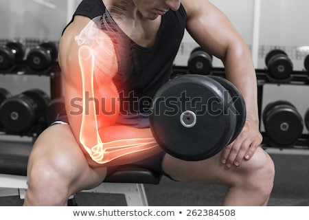 Сток-фото: Composite Image Of Muscular Healthy Man Lifting Crossfit