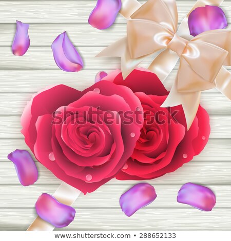 Сток-фото: Couple Hearts Of Red Roses On Wood Eps 10