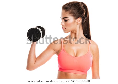 Сток-фото: Side View Of A Beautiful Sporty Woman Exercising With Barbell