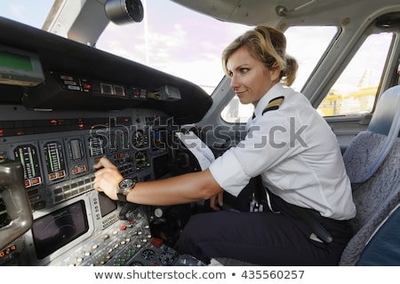 Сток-фото: Woman Pilot And Airplane