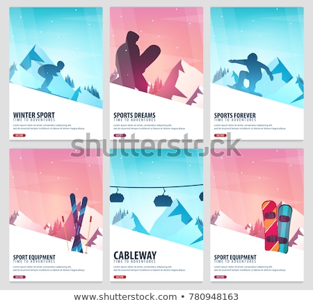 Stock photo: Winter Sport Ski And Snowboard Mountain Landscape Snowboarder In Motion Vector Illustration