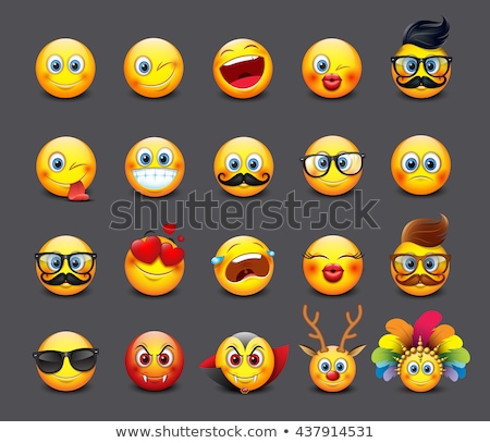 Stock fotó: Smiling Red Heart Cartoon Emoji Face Character With Expression