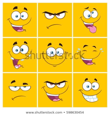 Stockfoto: Smiling Cartoon Square Emoticons With Smiley Expression