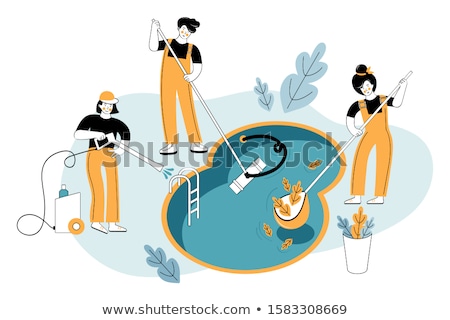 Foto stock: Pool And Outdoor Cleaning Concept Vector Illustration