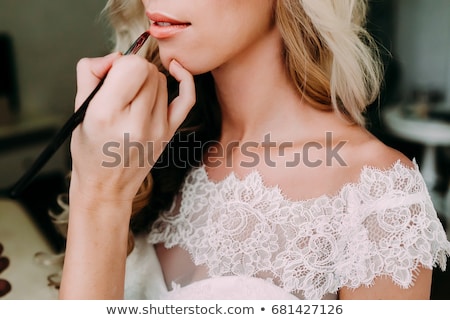 Stock foto: Tender Beautiful Brides Hands On Lace Dress