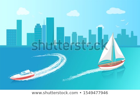 Stock fotó: Yacht With White Canvas Sailing In Deep Waters