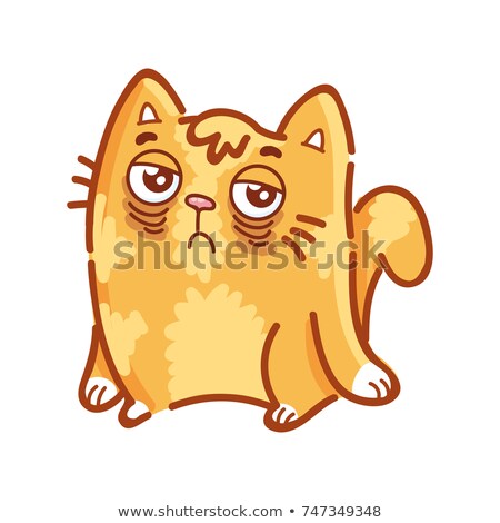 Foto stock: Cute Ginger Cat Very Tired Beat Emotions Kitten Character In Vector Line Style