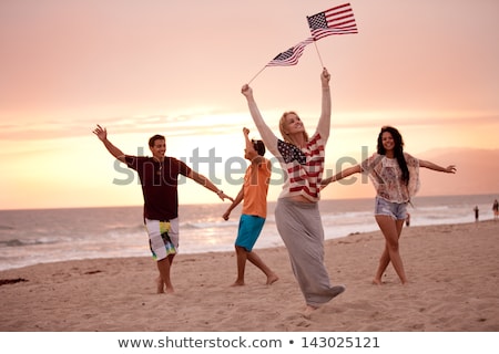 Сток-фото: Friends At American Independence Day Beach Party