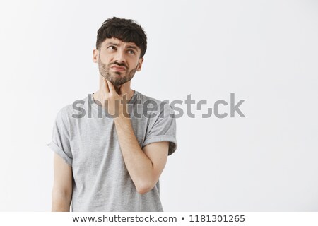 Stockfoto: Young Beard Man Having Throat Pain