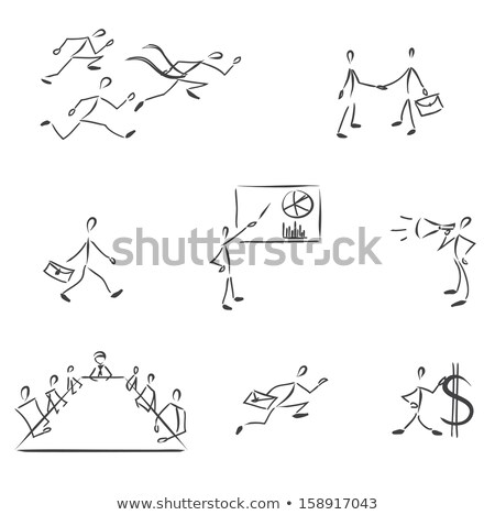 Stok fotoğraf: Business Themed Sketches Of Profitable Cooperation