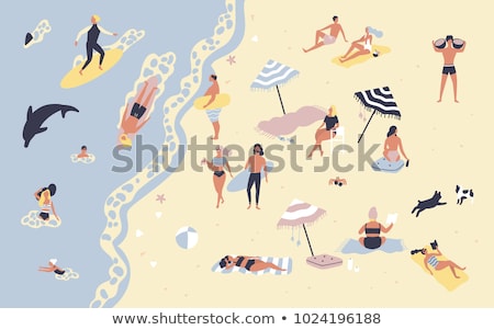 Сток-фото: Woman Lying On Surfboard And Sunbathing On Beach