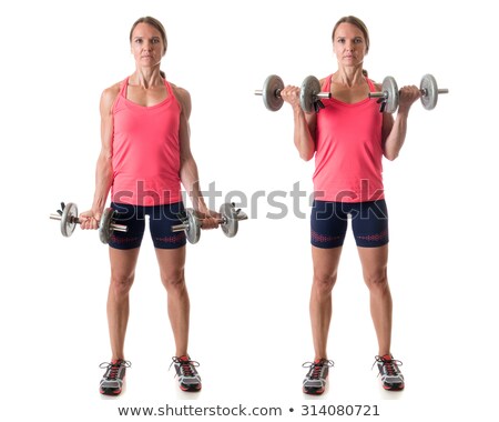 Stock photo: Biceps Curl Exercise Studio Shot Over White