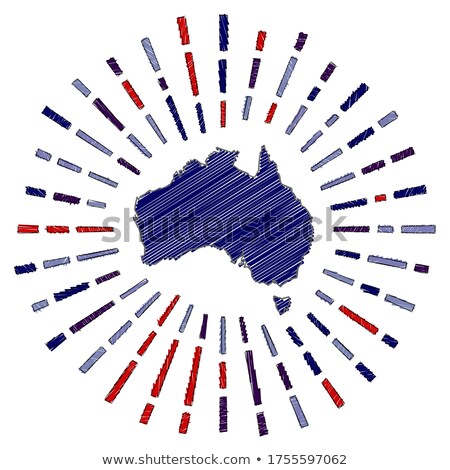 Stock photo: Australia Flag In Map With Rays Texture Background