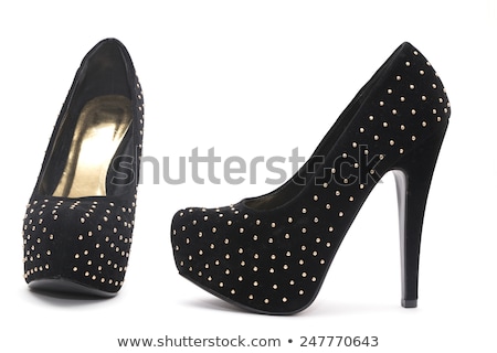 ストックフォト: Black Platform Shoe With Studs Isolated On White