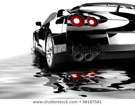 Sport Car Reflected In Water Stockfoto © cla78