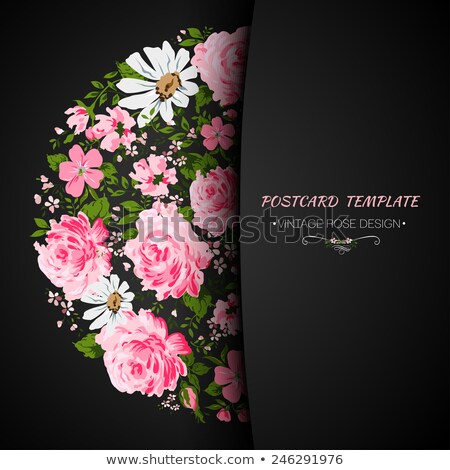 Сток-фото: Card With Flowers  Rose Peony Camomile Place For A Text