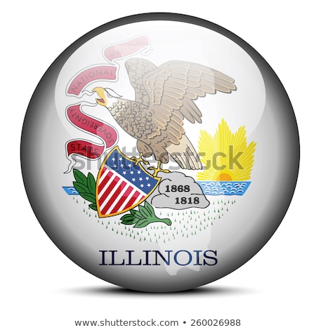 Zdjęcia stock: Map On Flag Button Of Usa Illinois State