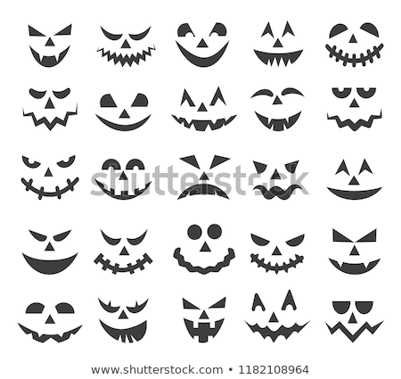 Foto stock: Scary Face Of Jack O Lantern On Black Background