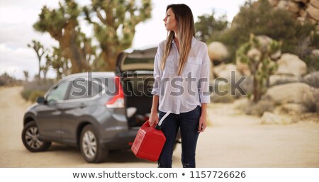 Foto d'archivio: Caucasian Woman Fueling Jerrycan With Petrol