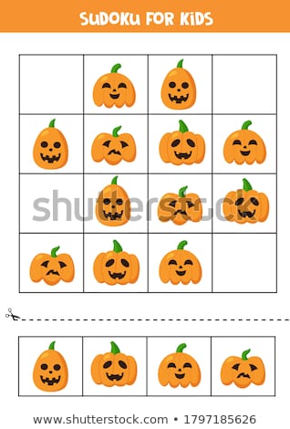 ストックフォト: Jigsaw Puzzle Game For Children With Pumpkins - Halloween