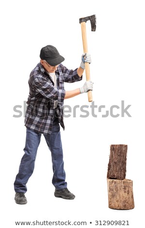 Stok fotoğraf: Senior Man Chopping Firewood