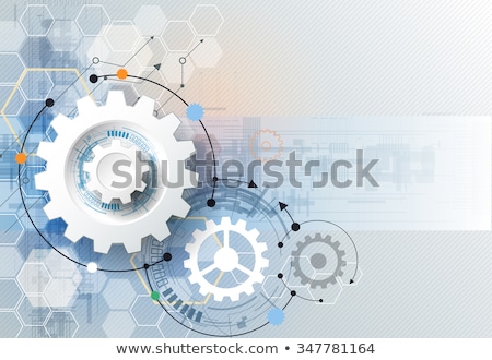 Stock fotó: Gears On Blue Background Template