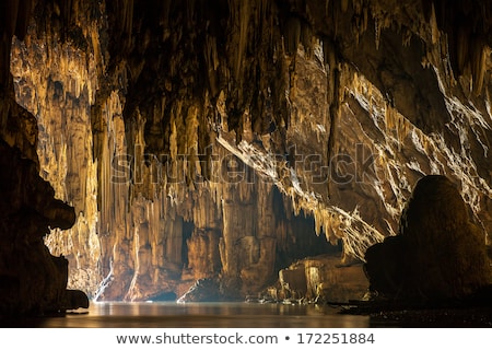 Stock fotó: Cave Dark Interior With Underground Lake