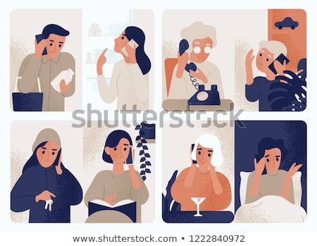 Stock fotó: Grandmother Calling - Modern Vector Cartoon Character Illustration