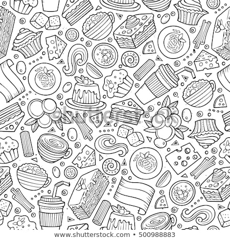 Zdjęcia stock: Cartoon Cute Doodles Hand Drawn Italian Food Seamless Pattern