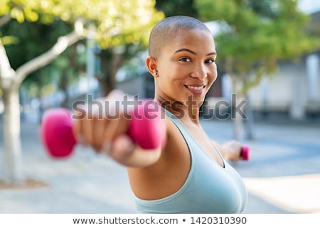 Zdjęcia stock: Portrait Of A Cheerful Overweight Fitness Woman