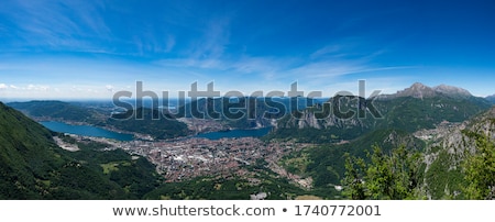 Foto d'archivio: Beautiful Nature Of European Alps Landscape View Of Alpine Mountains Lake And Village On A Sunny D