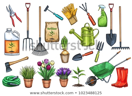 Stock foto: Gardening And Landscaping Tools By Watering Hose