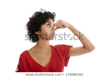 Сток-фото: Hispanic Young Woman Holding Breath