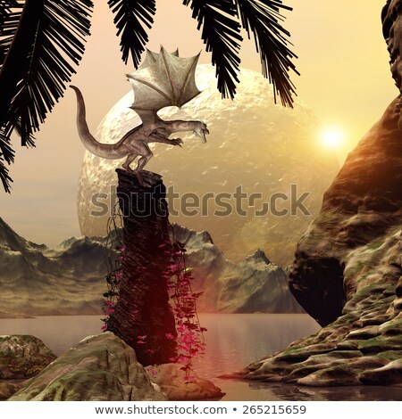 Stockfoto: Medieval Knight In Attack Position On Fire Background