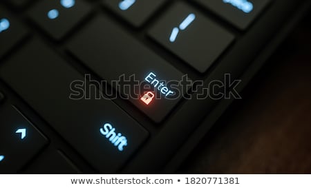 Zdjęcia stock: Privacy Button With Glowing Blue Lights