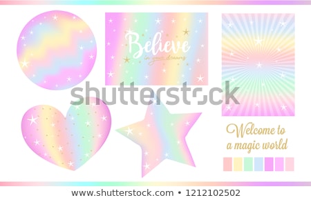 Stock photo: Golden Stars In Red And Violet Lights