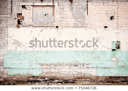 Yellow Paint Peeling Of Brick Wall Masonry Surface Сток-фото © Taigi