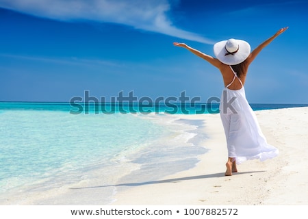Stock fotó: Happy Woman On A Beach