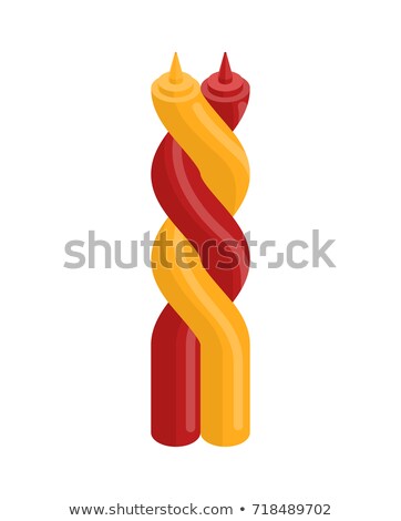Сток-фото: Ketchup And Mustard Twisting Hugs Fast Food Vector Illustratio