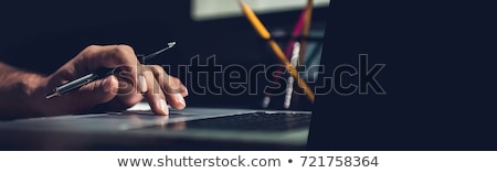 Stockfoto: Creative Man With Computer Working Late At Office