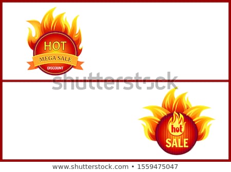 Stock fotó: Mega Sale Burning Labels With Info About Discounts
