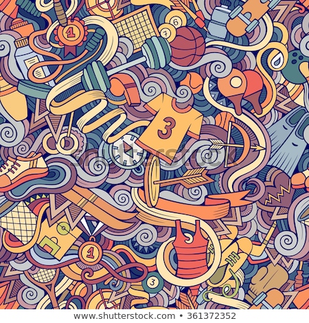 Stock photo: Cartoon Hand Drawn Doodles On The Subject Of Design Seamless Pattern