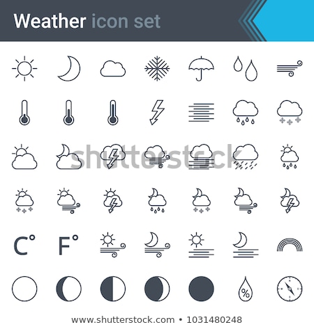 [[stock_photo]]: Weather Line Icon Set - Sun Moon Phase Cloud Rain Snow Rainbow Thunder